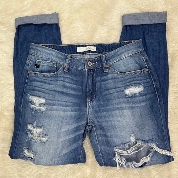 KanCan Boyfriend Mid Rise Distressed Destroyed Jeans Size 3/25 - Picture 1 of 9